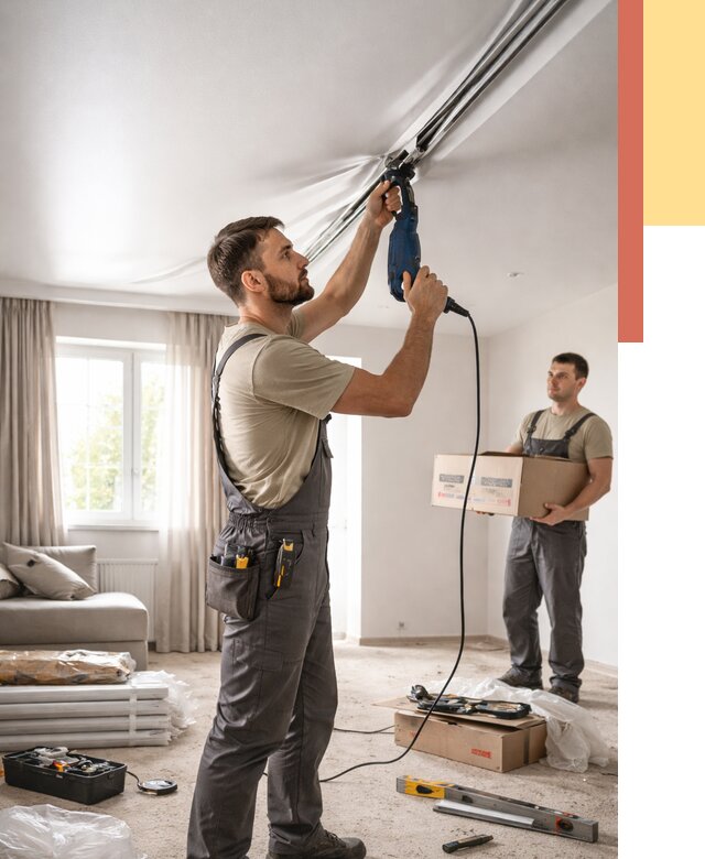 Монтаж сатинового натяжного потолка в Ялте от 3576 руб. | Быстро, недорого — ОТДЕЛОЧНИК-Ялт