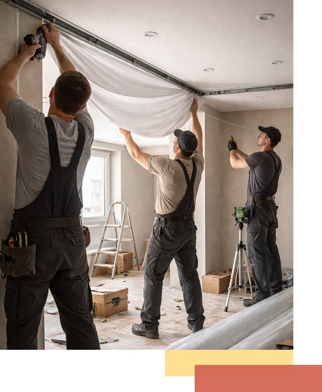 Монтаж парящего натяжного потолка под ключ в Ялте