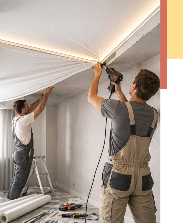 Монтаж натяжного потолка с подсветкой в Ялте от 971 руб. | ОТДЕЛОЧНИК-Ялт