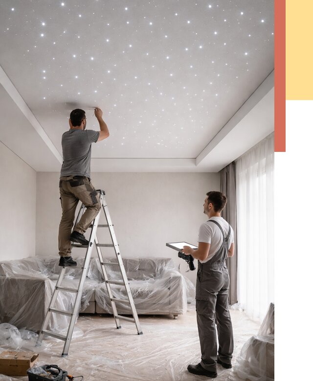 Монтаж натяжного потолка «звездное небо» в Ялте от 6640 руб. | ОТДЕЛОЧНИК-Ялт