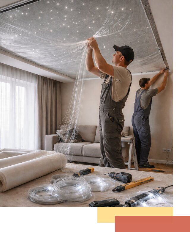 Монтаж натяжного потолка «Звездное небо» в Ялте