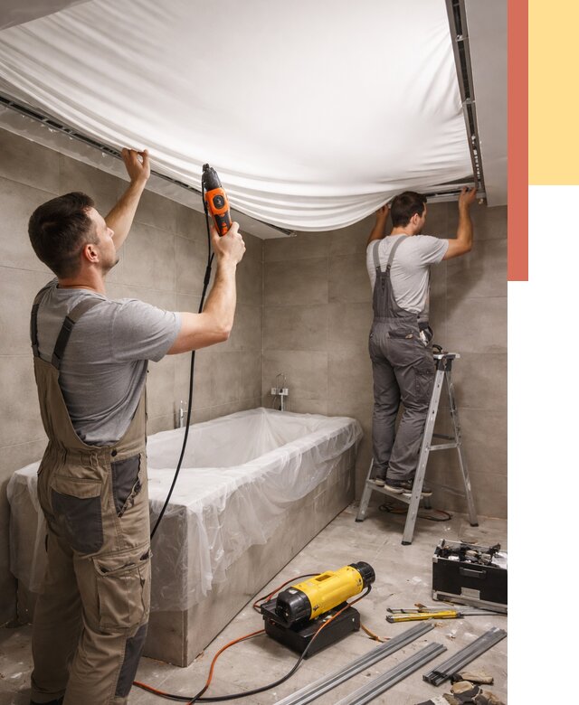 Монтаж натяжного потолка в ванной в Ялте от 1226 руб. под ключ | ОТДЕЛОЧНИК-Ялт