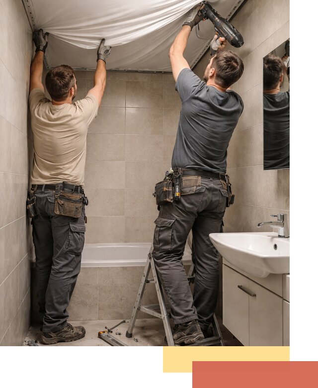 Монтаж натяжного потолка в ванной в Ялте быстро и качественно