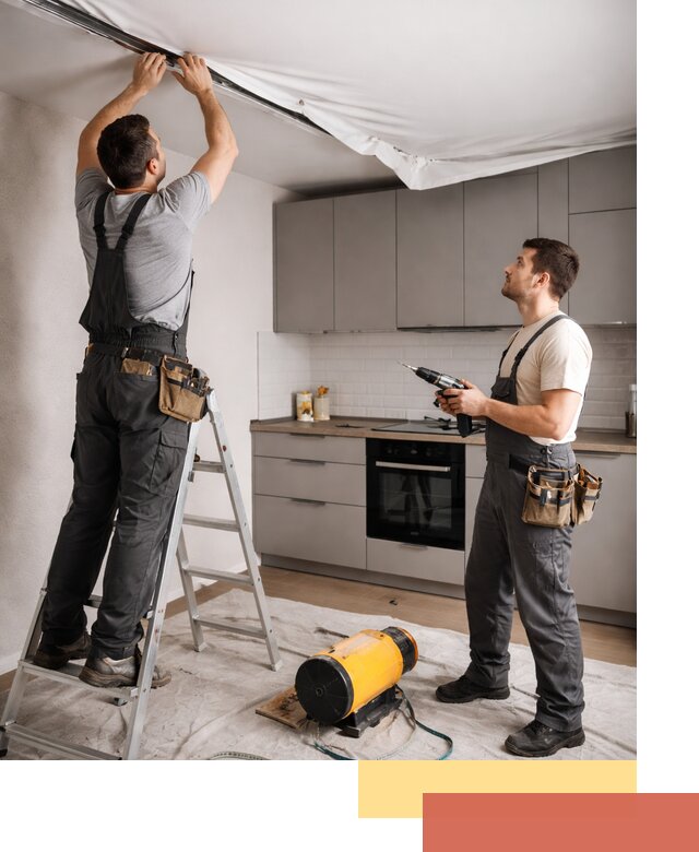 Монтаж натяжного потолка на кухне в Ялте