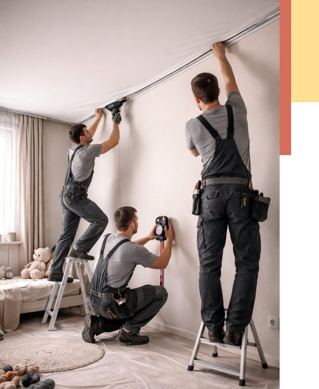 Монтаж натяжного потолка в детской в Ялте от 3576 руб. — быстро и недорого | ОТДЕЛОЧНИК-Ялт