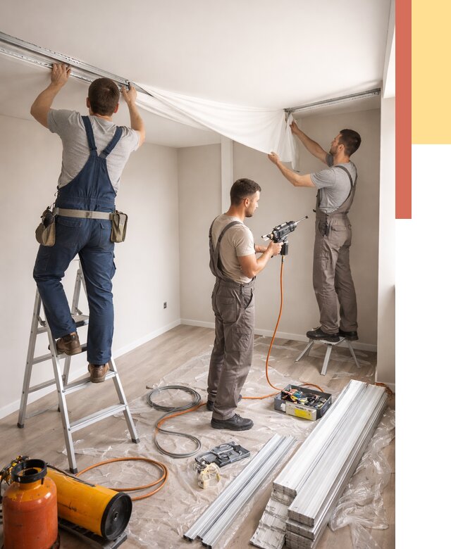 Монтаж натяжного потолка в студии в Ялте от 5619 руб. — быстро и недорого | ОТДЕЛОЧНИК-Ялт