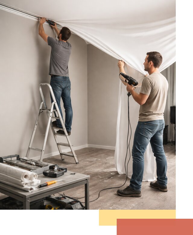 Монтаж натяжного потолка в студии в Ялте