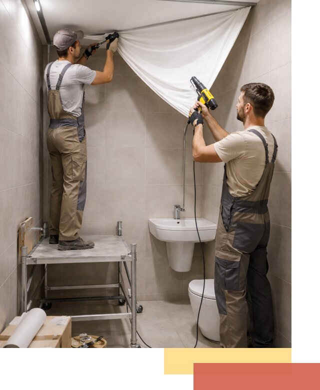 Монтаж натяжного потолка в санузле в Ялте