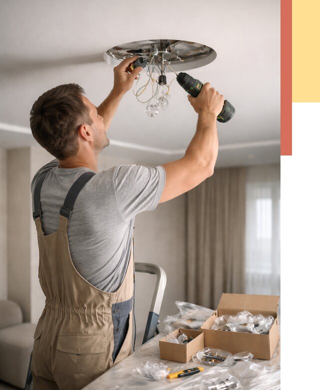 Установка люстры в натяжной потолок в Ялте от 1226 руб. | Быстро и недорого — ОТДЕЛОЧНИК-Ялт