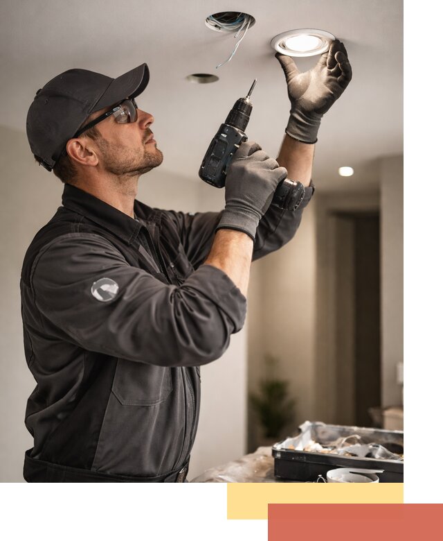 Установка точечных светильников в натяжной потолок в Ялте