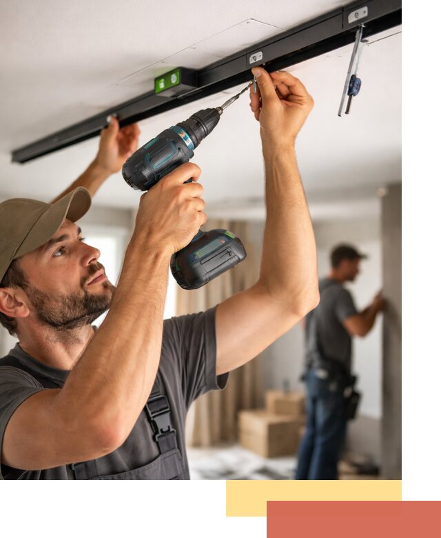 Установка трековых светильников в натяжной потолок в Ялте