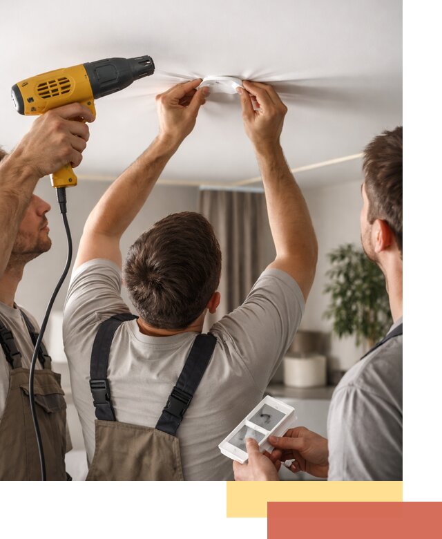 Ремонт прокола полотна натяжного потолка в Ялте