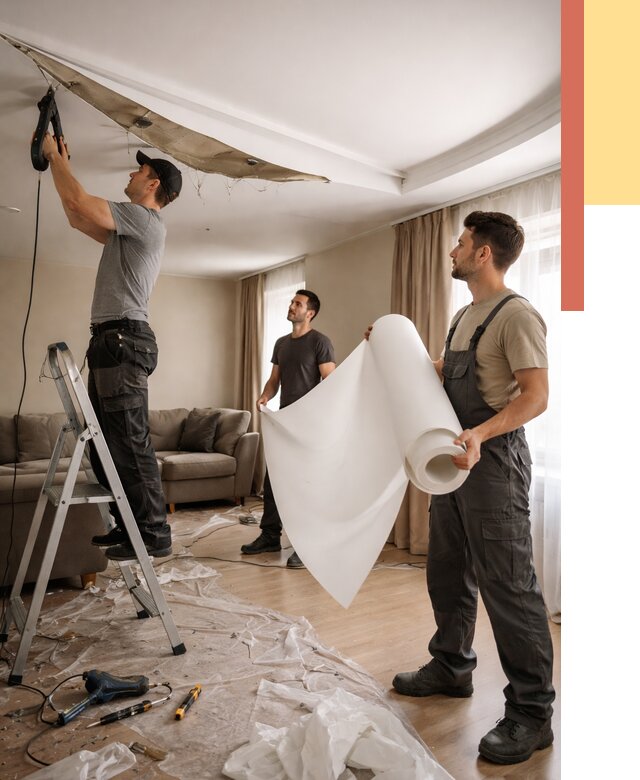 Замена полотна натяжного потолка в Ялте от 9705 руб. быстро и недорого | ОТДЕЛОЧНИК-Ялт