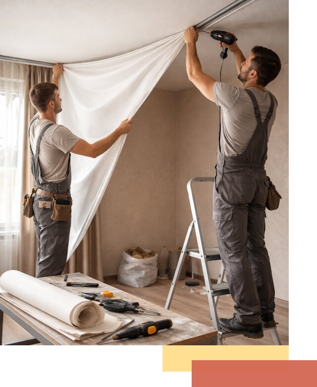 Замена полотна натяжного потолка в Ялте быстро и качественно