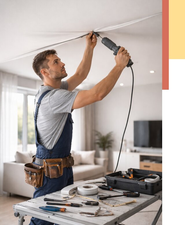 Ремонт натяжных потолков в Ялте от 9705 руб. под ключ — ОТДЕЛОЧНИК-Ялт