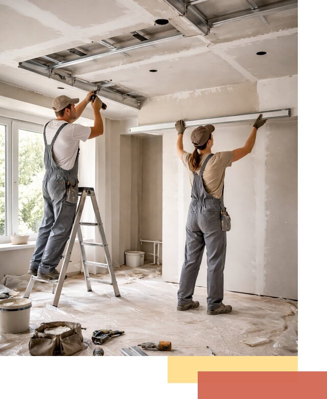 Монтаж многоуровневого потолка из гипсокартона в Ялте