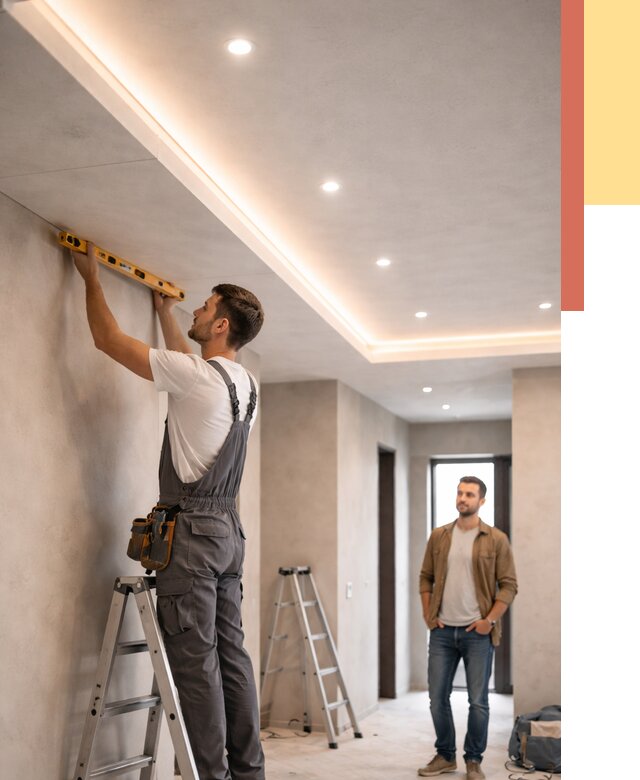 Потолок из гипсокартона с подсветкой в Ялте от 766 руб./м2 под ключ | ОТДЕЛОЧНИК-Ялт