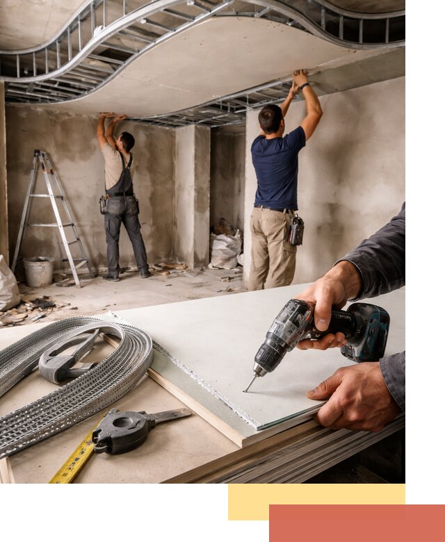 Криволинейный потолок из гипсокартона в Ялте — монтаж и отделка