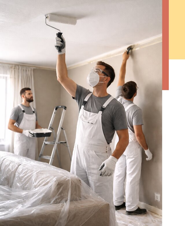 Покраска потолка водоэмельсионной краской в Ялте от 2248 руб/м² — услуги под ключ | ОТДЕЛОЧНИК-Ялт