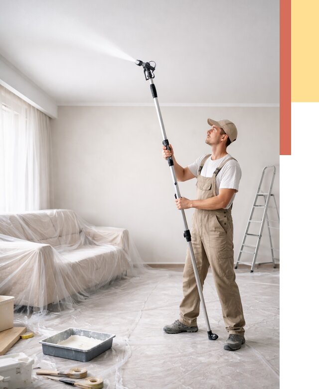 Покраска потолка краскопультом в Ялте от 4597 руб. быстро и недорого | ОТДЕЛОЧНИК-Ялт