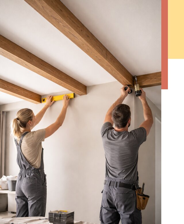 Монтаж декоративных балок на потолок в Ялте от 4291 руб. — ОТДЕЛОЧНИК-Ялт